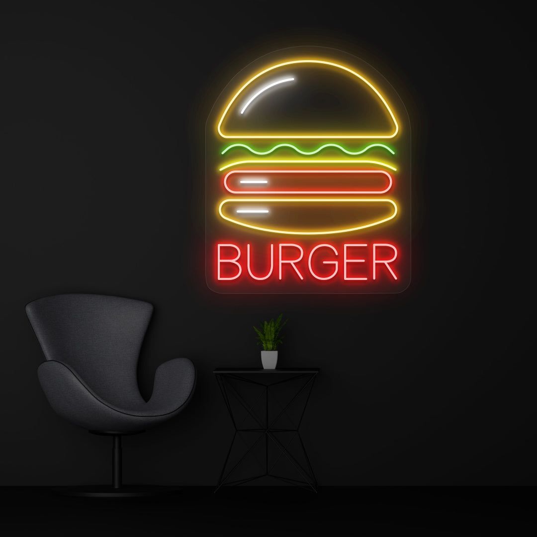 Burger Neon Sign led