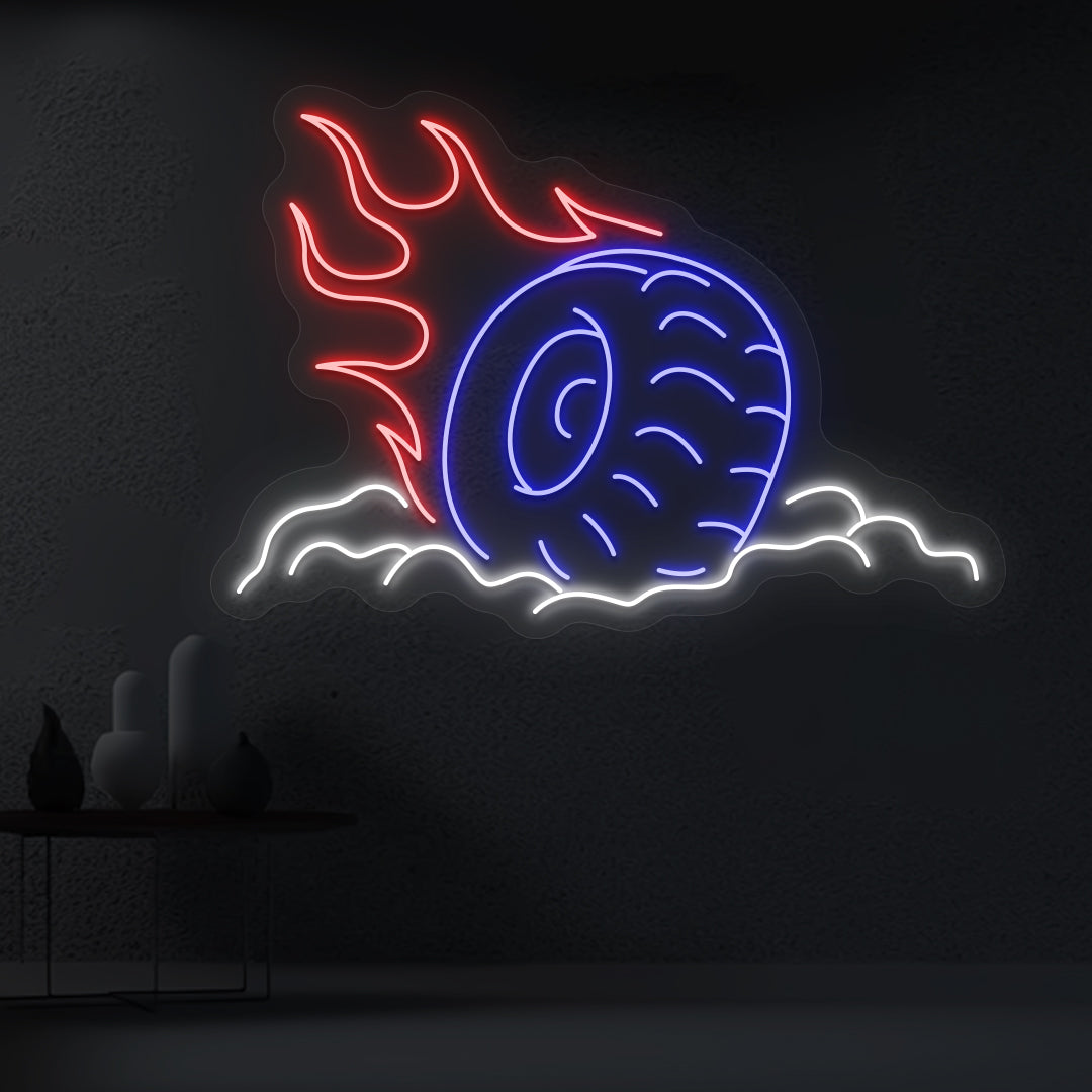Fire Car Wheel Neon Sign