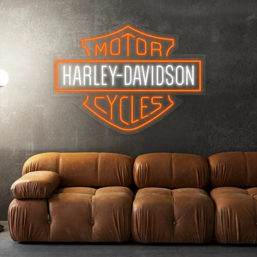 Harley Davidson Neon Sign – Iconic LED Light for Bikers Garage Décor