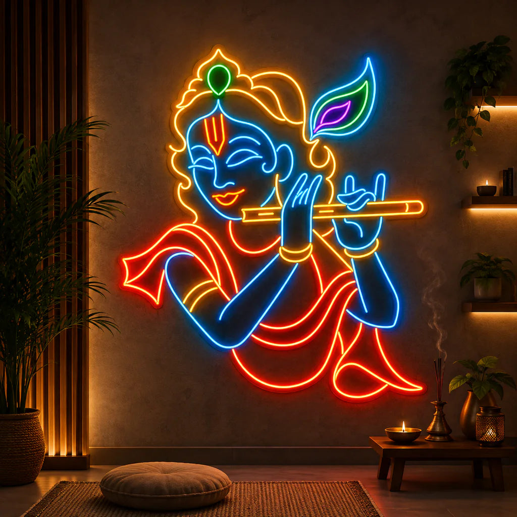 Krishna with Flute Neon Sign