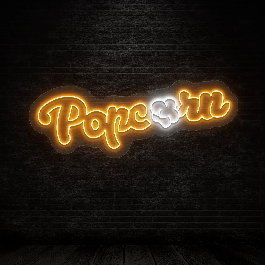 popcorn neon sign
