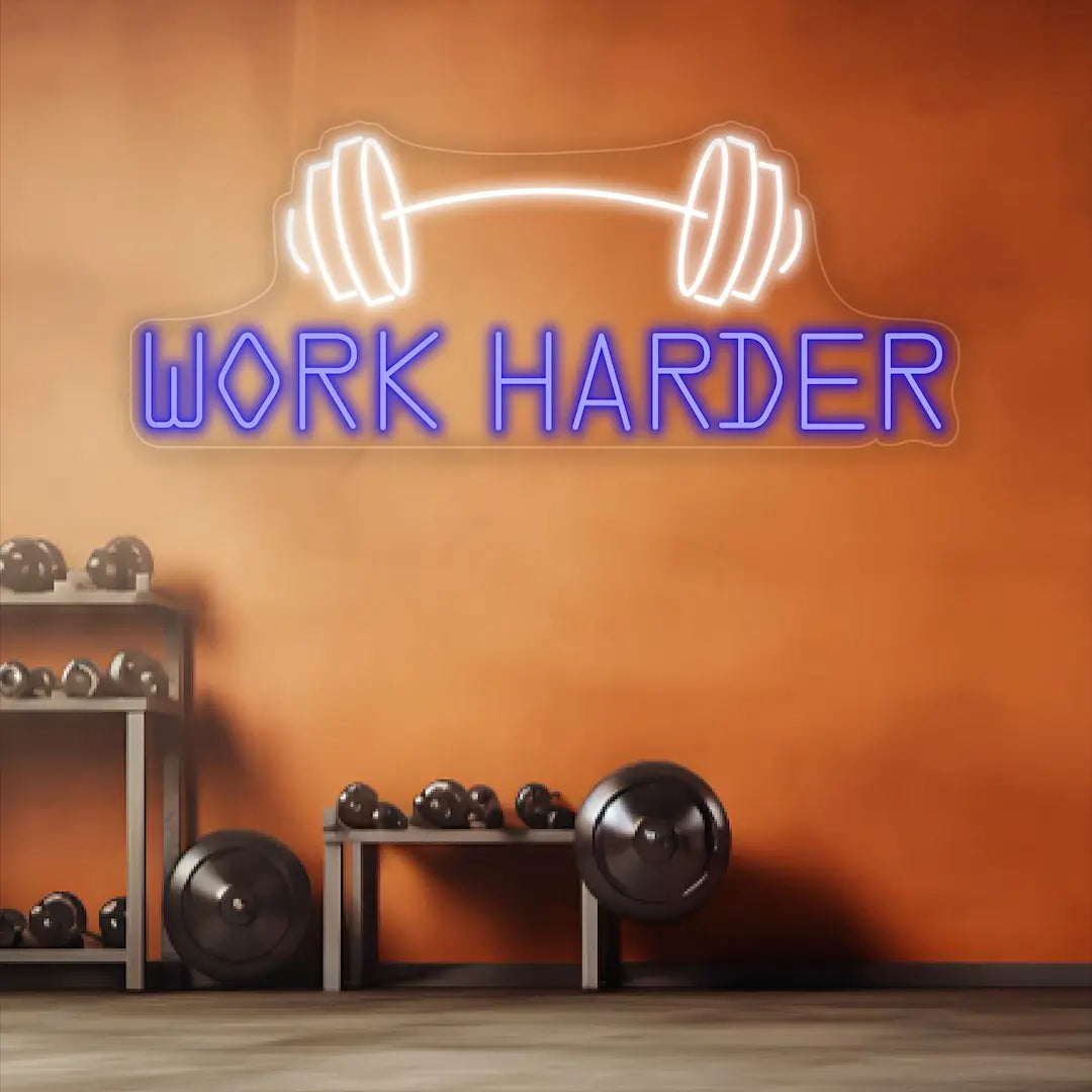Work Harder Neon Sign Gym Led Light