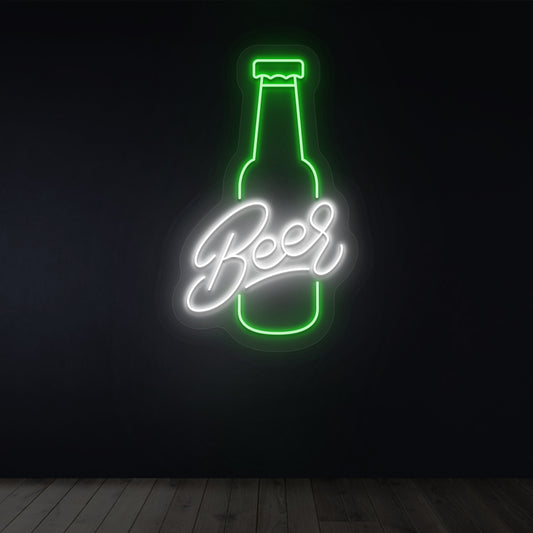 beer bottle neon sign