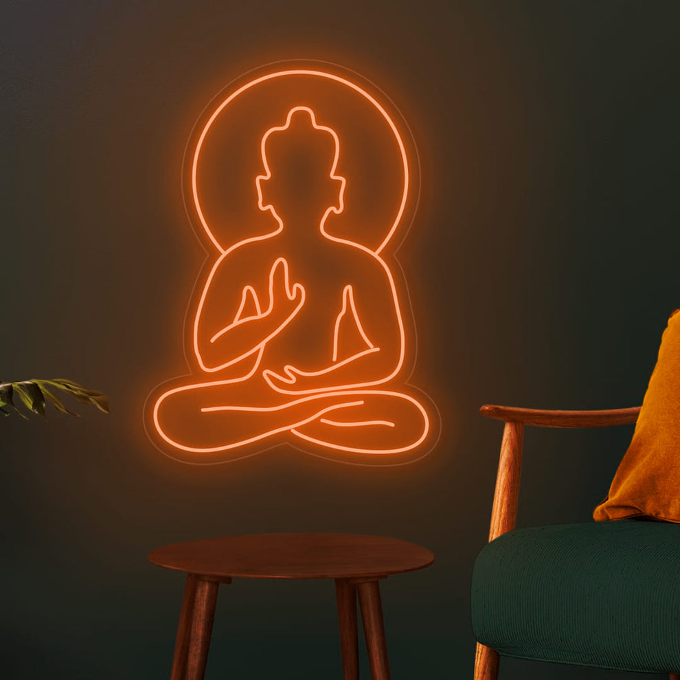 Buddha Pose Neon Sign – Calm & Peaceful LED Light for Meditation & Yoga