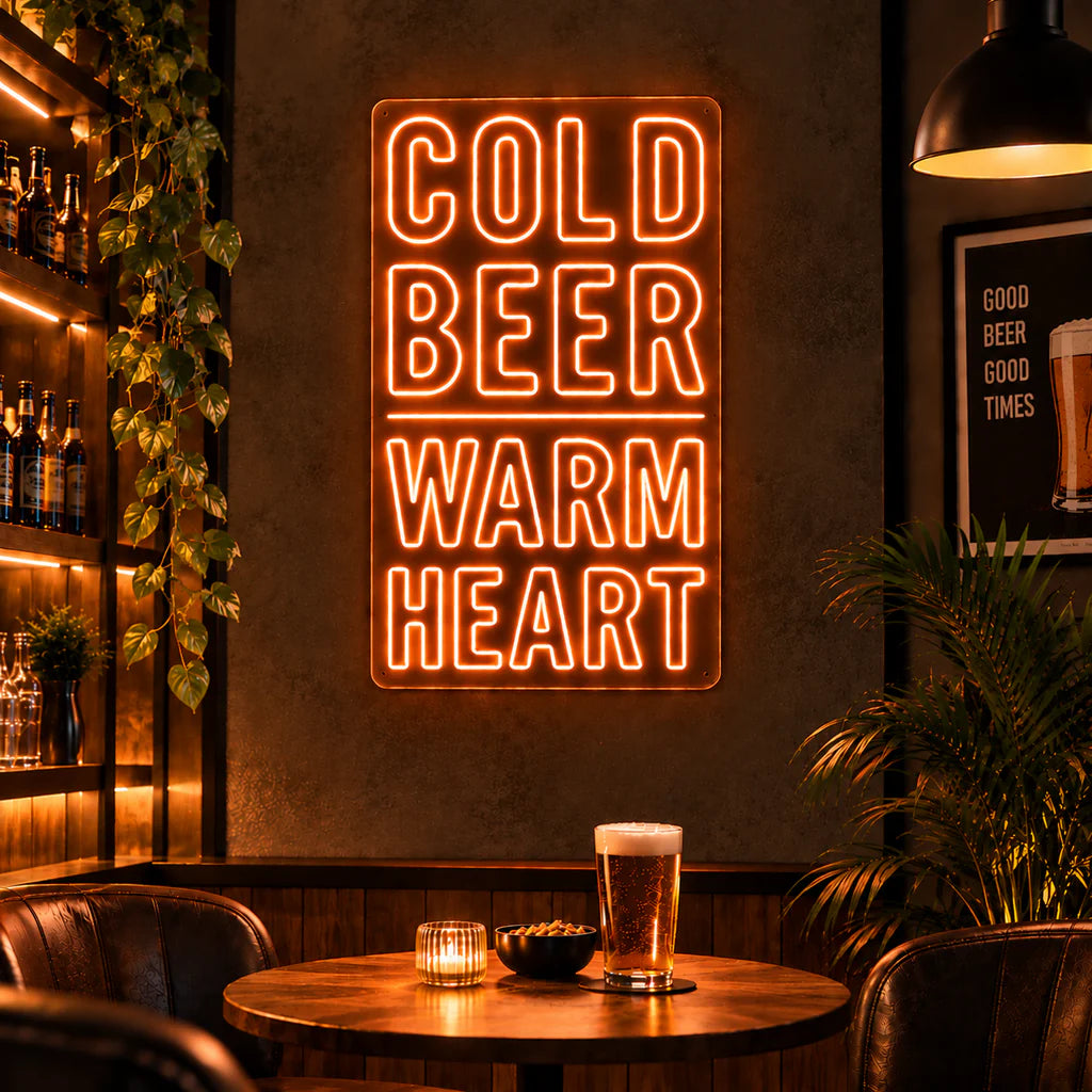 Cold Beer Warm Heart Neon Sign
