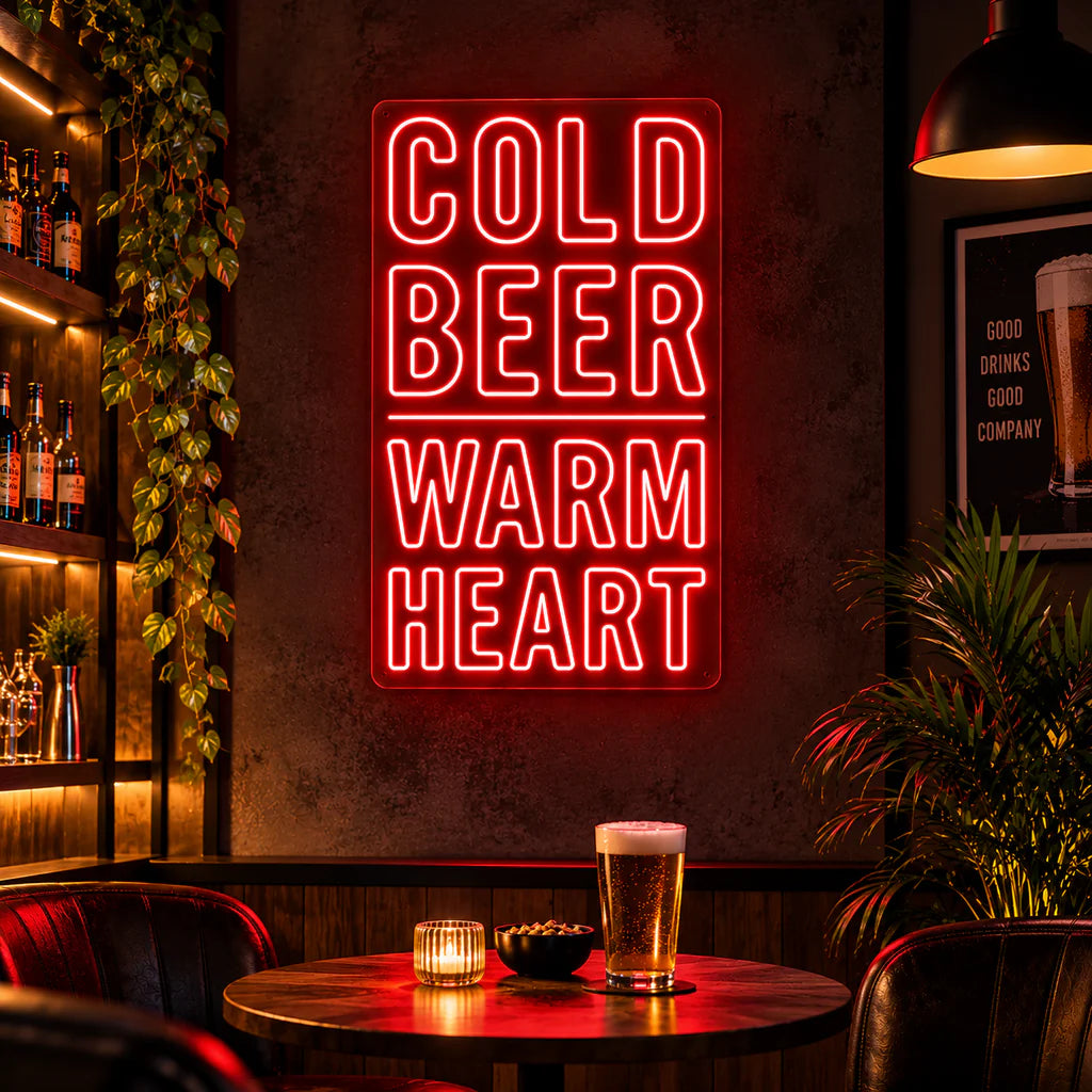 Cold Beer Warm Heart Neon Sign
