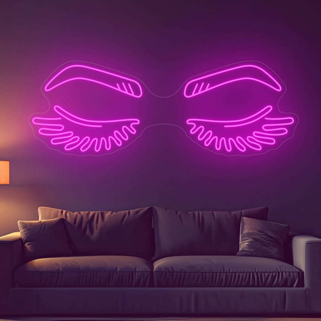Led Neon Lashes Sign Eyelashes Neon Sign β Chic LED Wall Light for Salons & Bedrooms