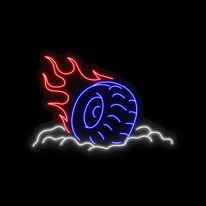 Fire Car Wheel Neon Sign