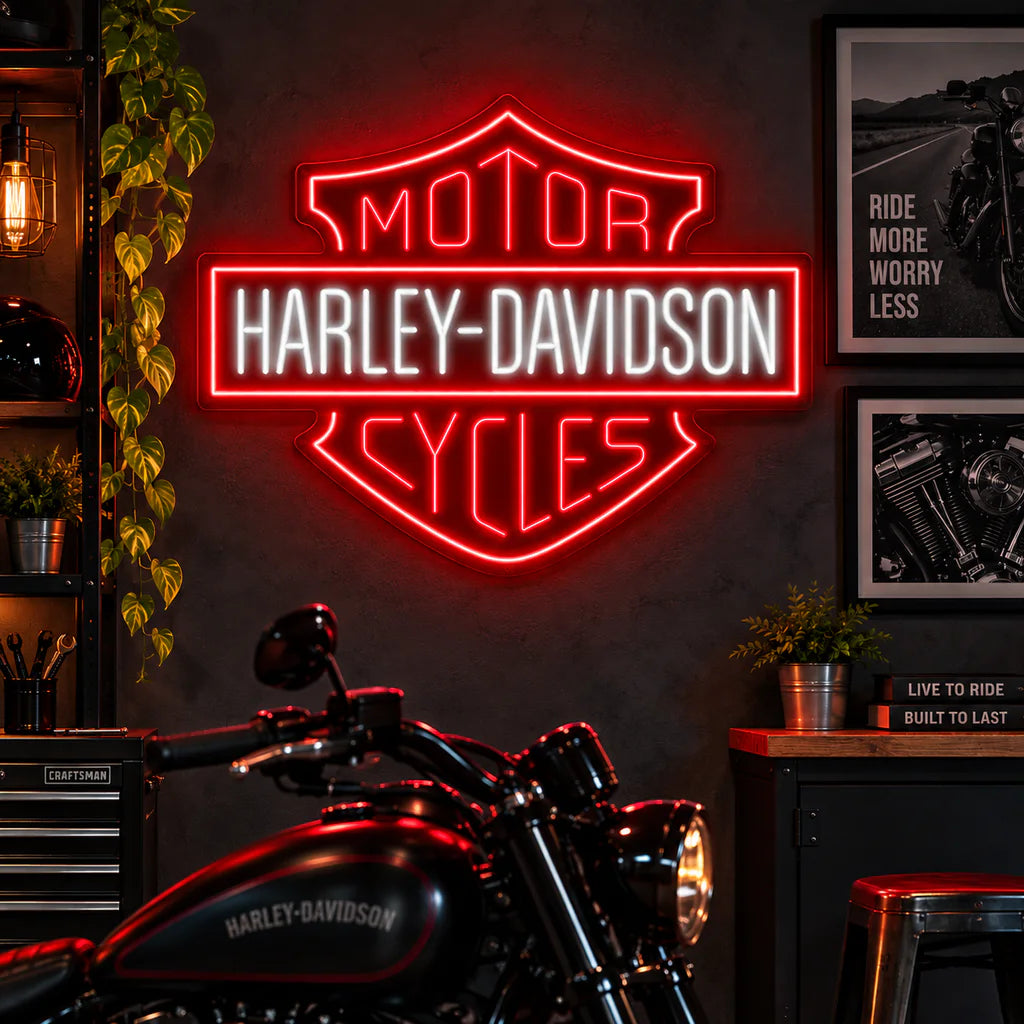 Harley Davidson Neon Sign - Iconic Neon Light for Bikers & Garage