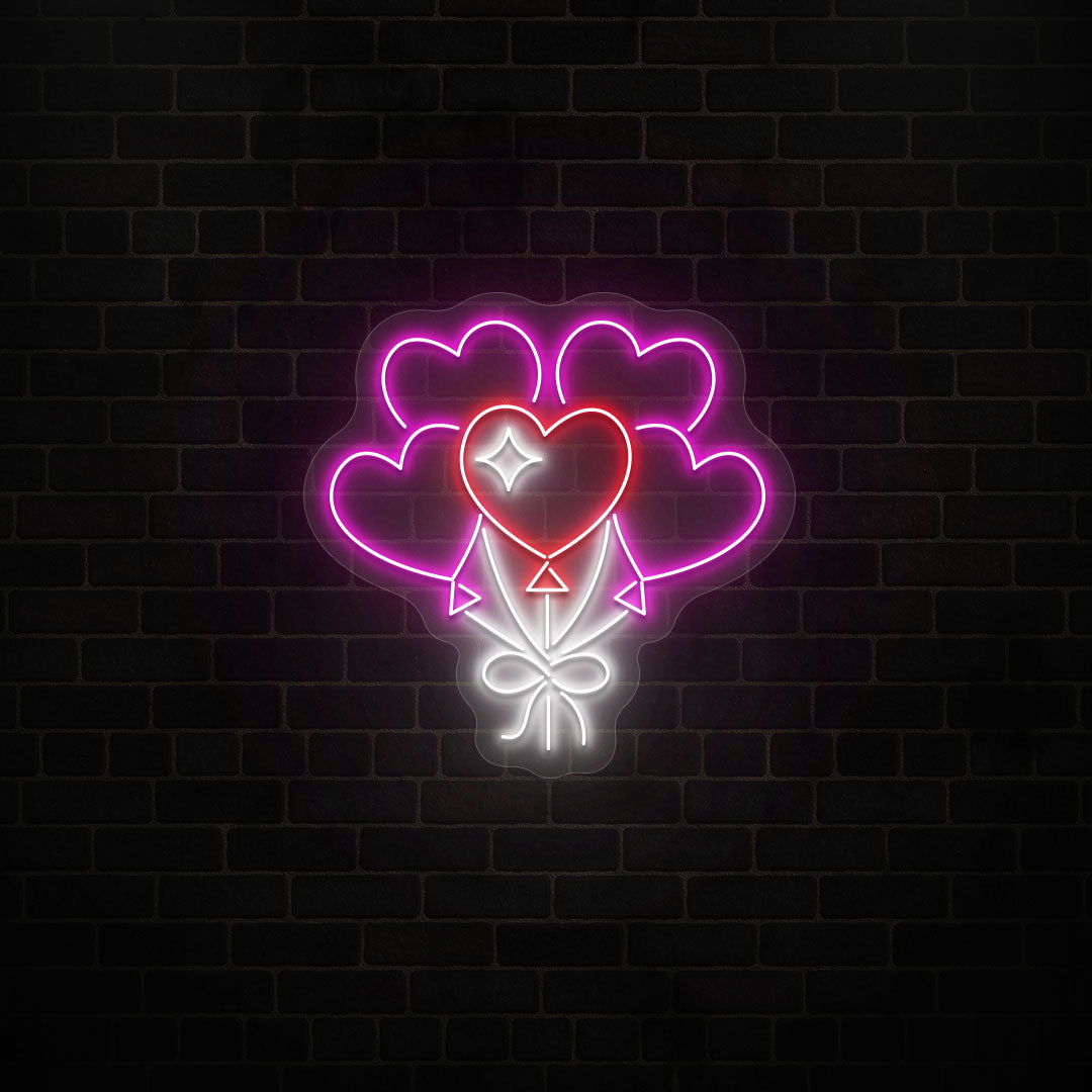 Heart Balloons Neon Sign