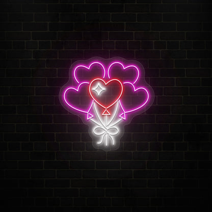 Heart Balloons Neon Sign