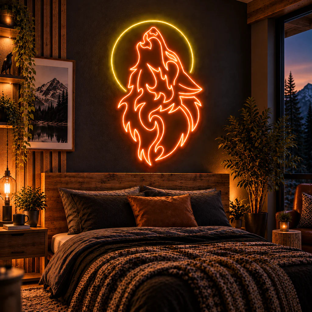 Howling Wolf Moon Neon Sign