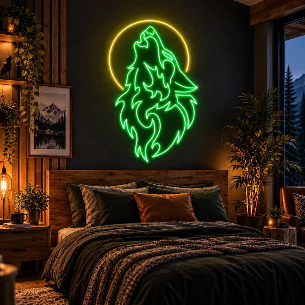 Howling Wolf Moon Neon Sign