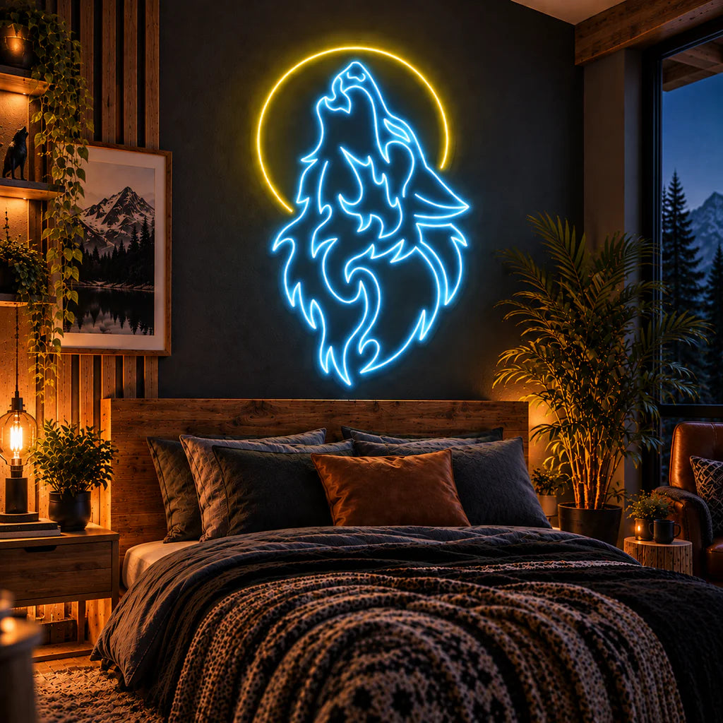 Howling Wolf Moon Neon Sign