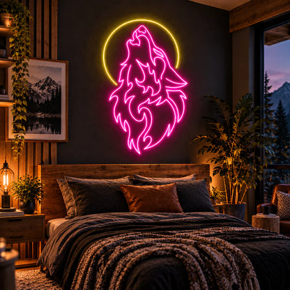 Howling Wolf Moon Neon Sign