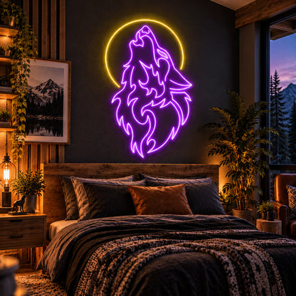 Howling Wolf Moon Neon Sign