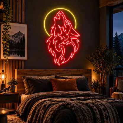 Howling Wolf Moon Neon Sign