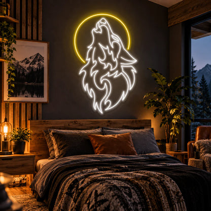 Howling Wolf Moon Neon Sign
