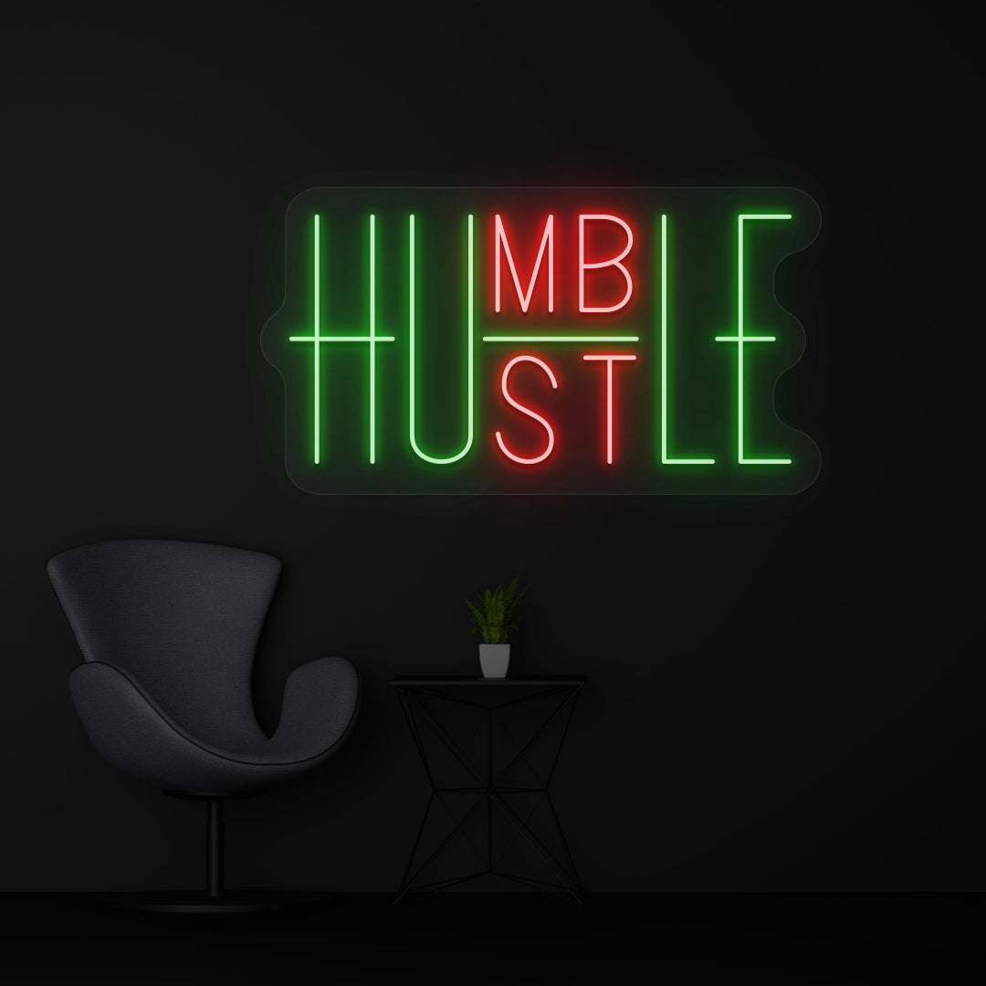 Humble hustle neon sign