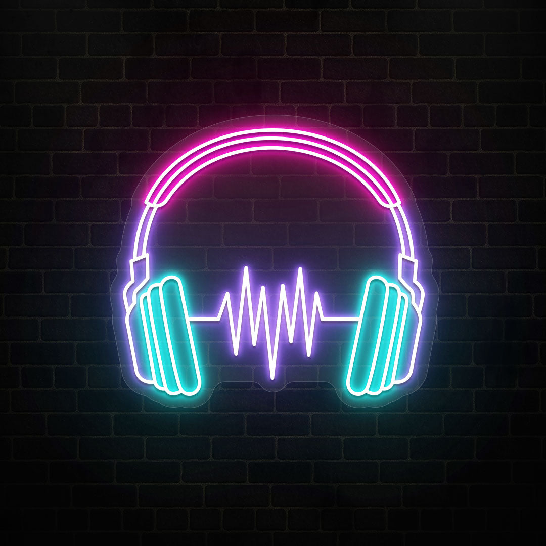 Music Headphone Neon Sign - Light Up Your Love with Sparky Neon