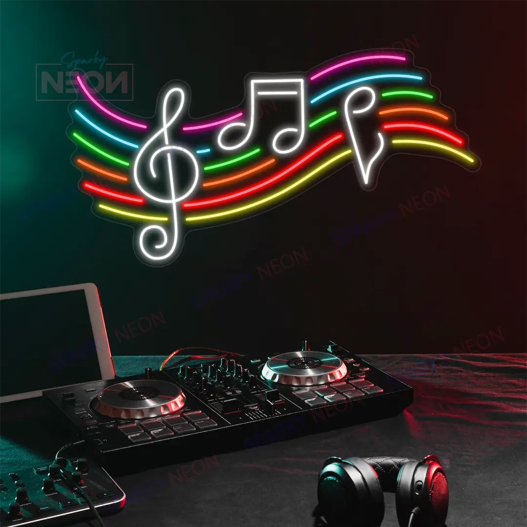 Music Note Neon Sign LED Light – Stylish Wall Decor for Musicians