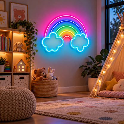 Rainbow Clouds Neon Sign