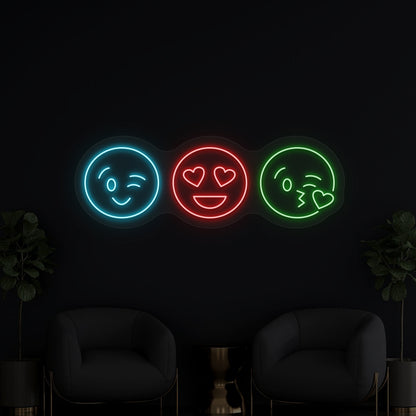 Three Lovers Emoji Heart Eyes Neon Sign