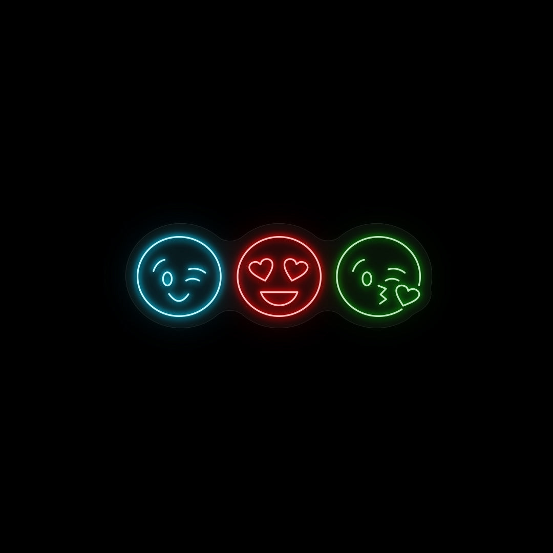 Three Lovers Emoji Heart Eyes Neon Sign