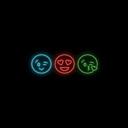 Three Lovers Emoji Heart Eyes Neon Sign