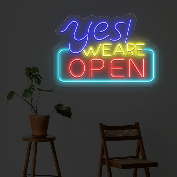 Yes We Are Open Neon Sign LED Welcome Light by Sparky Neon