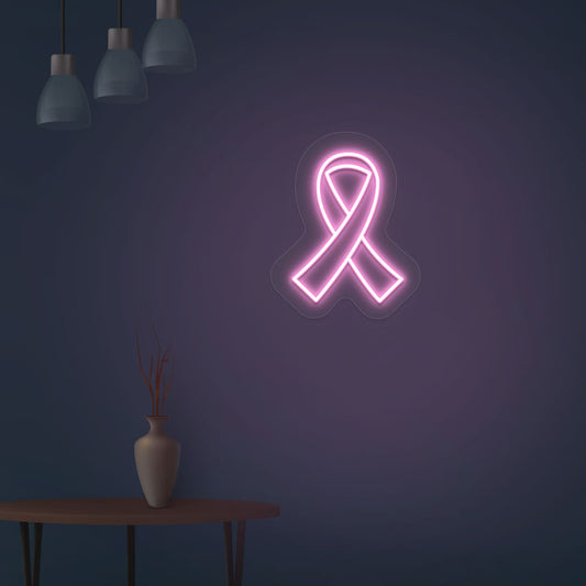 Pink Ribbon Breast Cancer Neon Sign