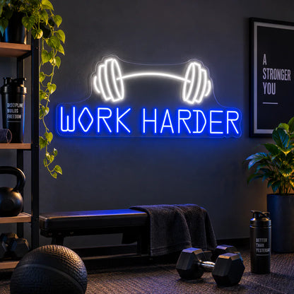 Work Harder Neon Sign Gym LED Light