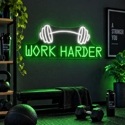 Work Harder Neon Sign Gym LED Light