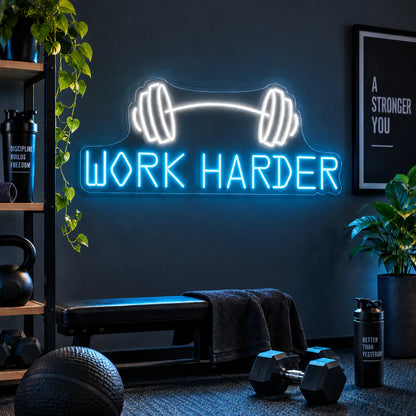Work Harder Neon Sign Gym LED Light