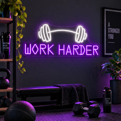 Work Harder Neon Sign Gym LED Light